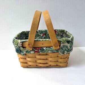 Longaberger Little Market Basket Protector American Holly Liner Holiday Set